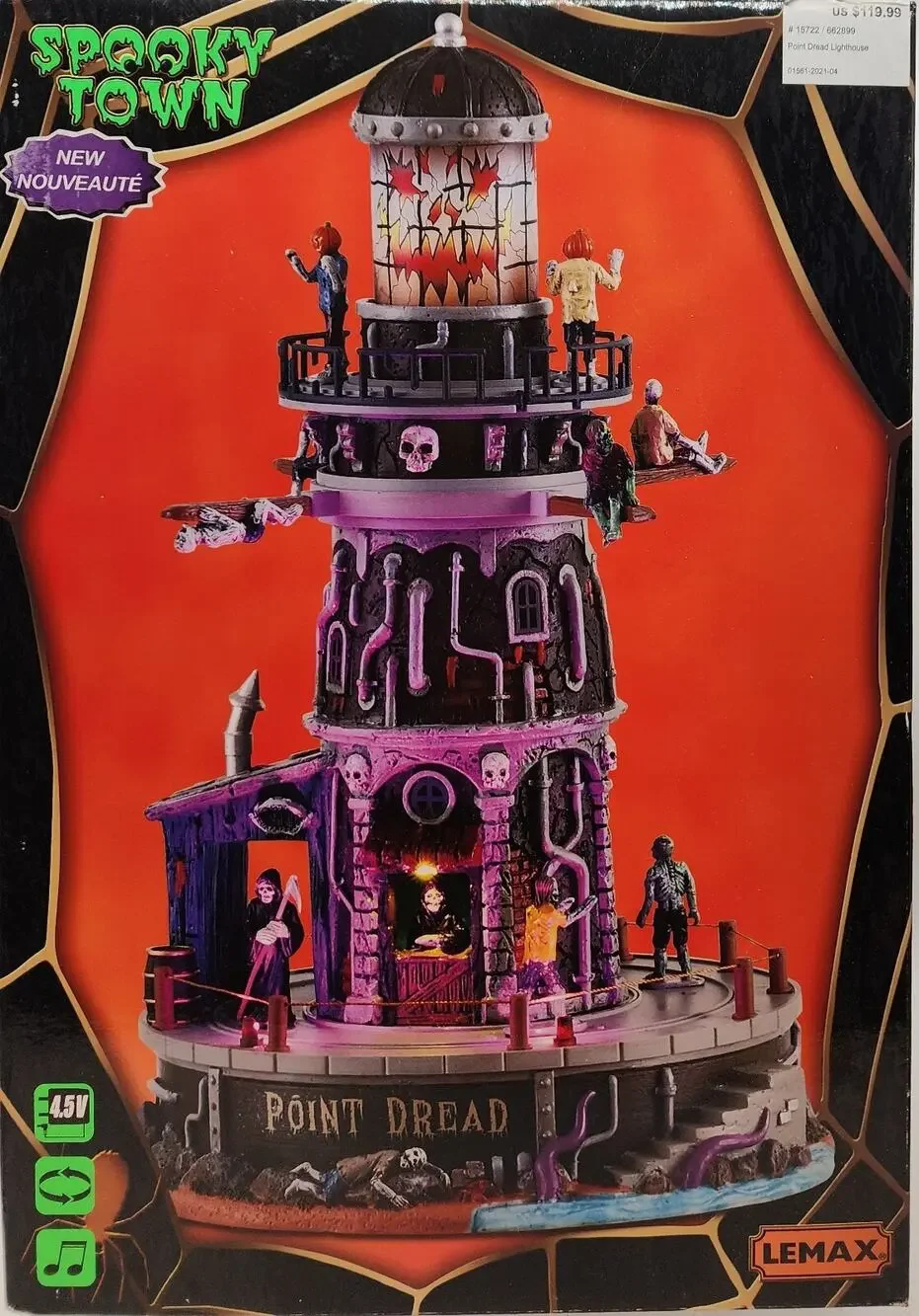 Lemax Spooky Town 2021 Point Dread Lighthouse #15722 Halloween Animated New